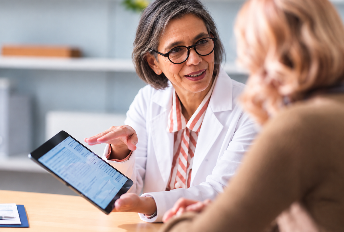 Practitioner reviewing notes with a patient